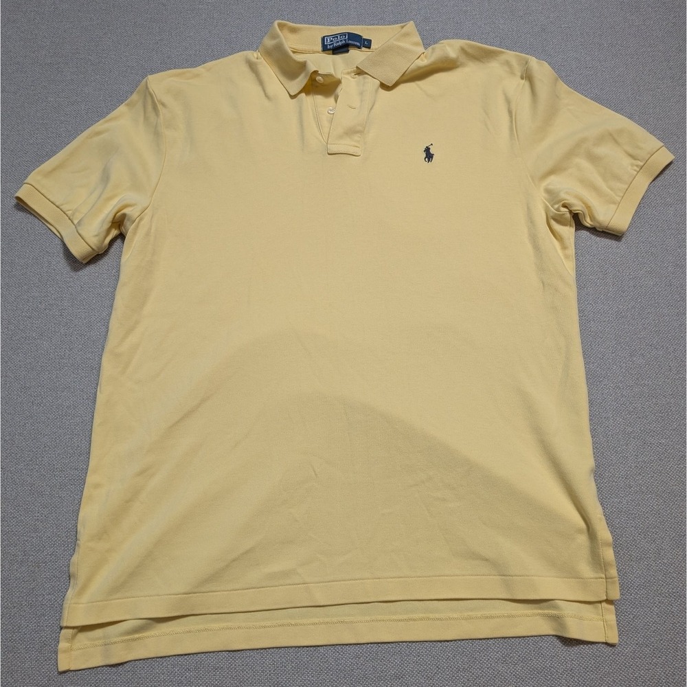 Polo Ralph Lauren Men's Polo Shirt Yellow Size L 100% Cotton Pony